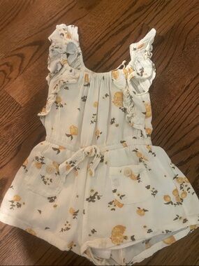 Jessica Simpson Girls White Romper with Yellow Floral Print